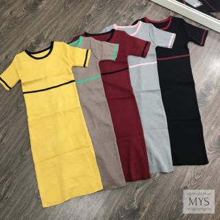 Đầm len body sọc viền