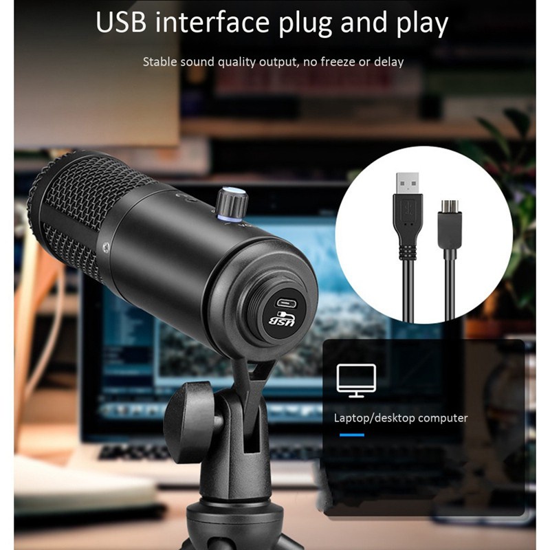 Condenser Microphone USB Computer Studio Microphone with Stand