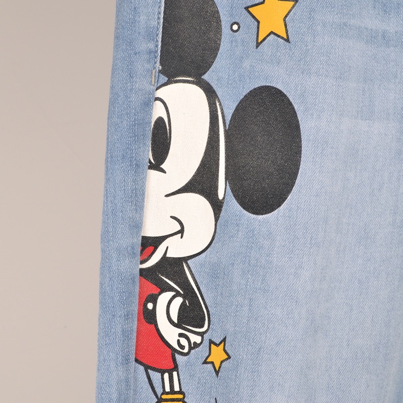 Quần jean baggy nữ in hình hoa cúc, mèo chuột mickey, kitty ngộ nghĩnh cute | BigBuy360 - bigbuy360.vn
