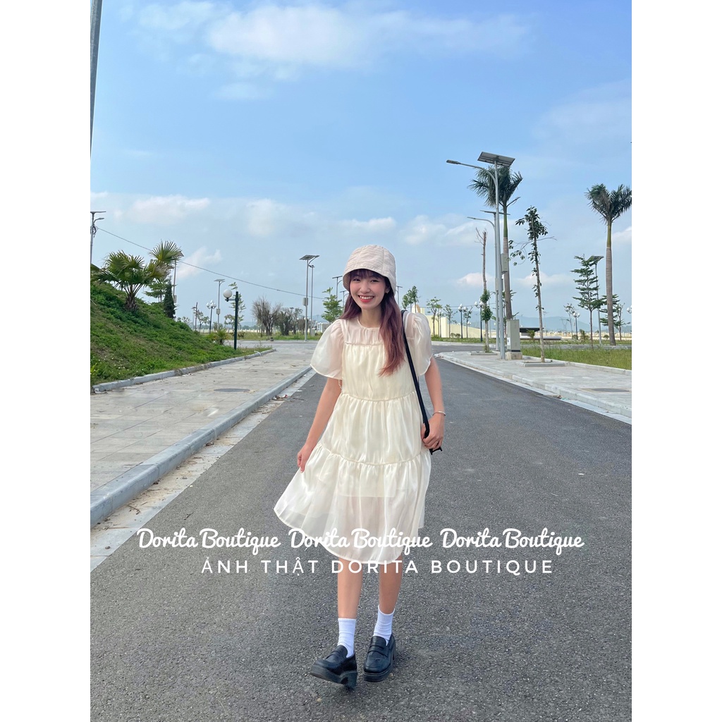 Váy babydoll voan tơ óng tiểu thư siêu xinh, Đầm babydoll voan óng