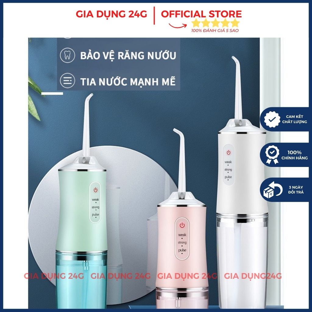 Tăm Nước Cầm Tay Oral Irrigator,Tăm nước xịt làm sạch kẽ răng, 3 chế độ xịt chuẩn nha khoa