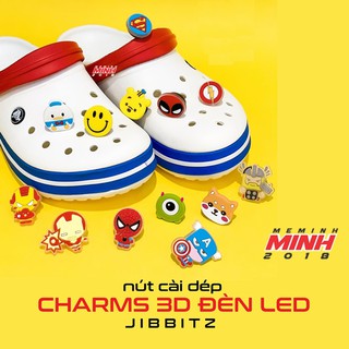 Nút cài dép Sticker Jibbitz Charm 3D ĐÈN LED cho sục bít đầu Crocs Duet Crocband Baya Bayaband
