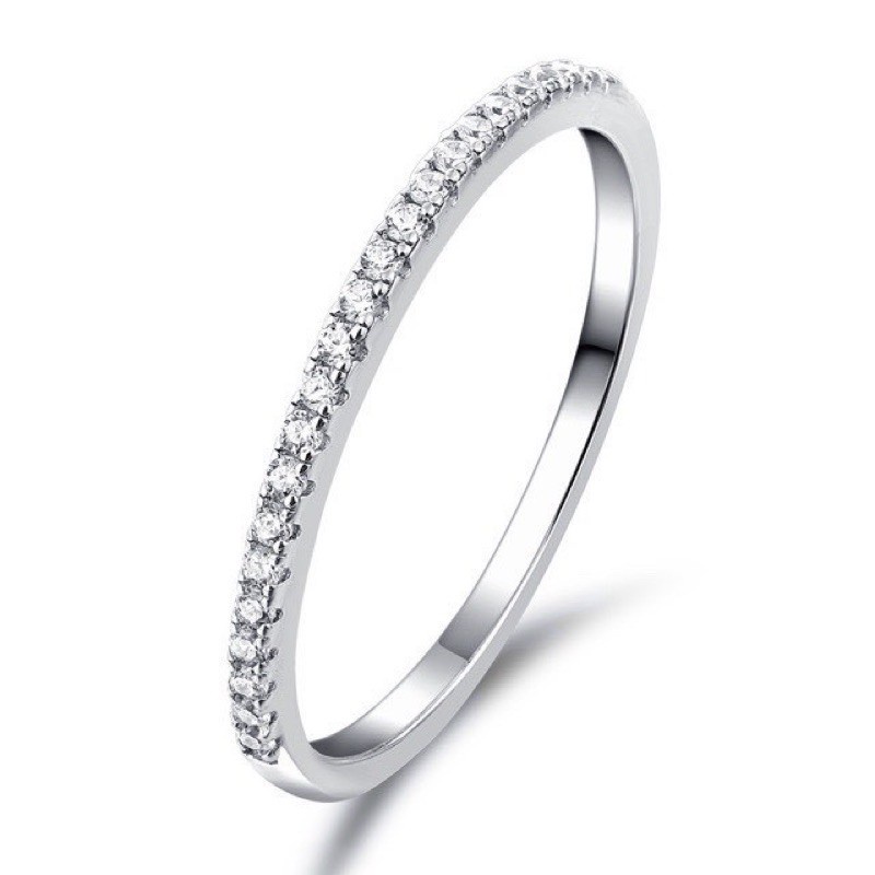 Nhẫn nữ bạc ta đính 1 hàng đá dày đặn Asimi, nhẫn bạc nữ đính đá Cz cao cấp sang trọng Line Gem NA07