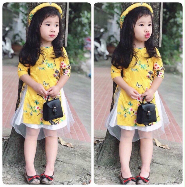 SÉT ÁO DÀI BÉ GÁI CÓ MẤN