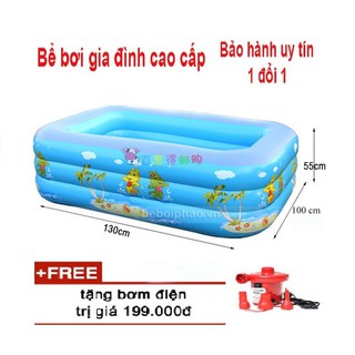 Bể bơi phao 3 tầng cho bé 130x90x55cm + Bơm Điện