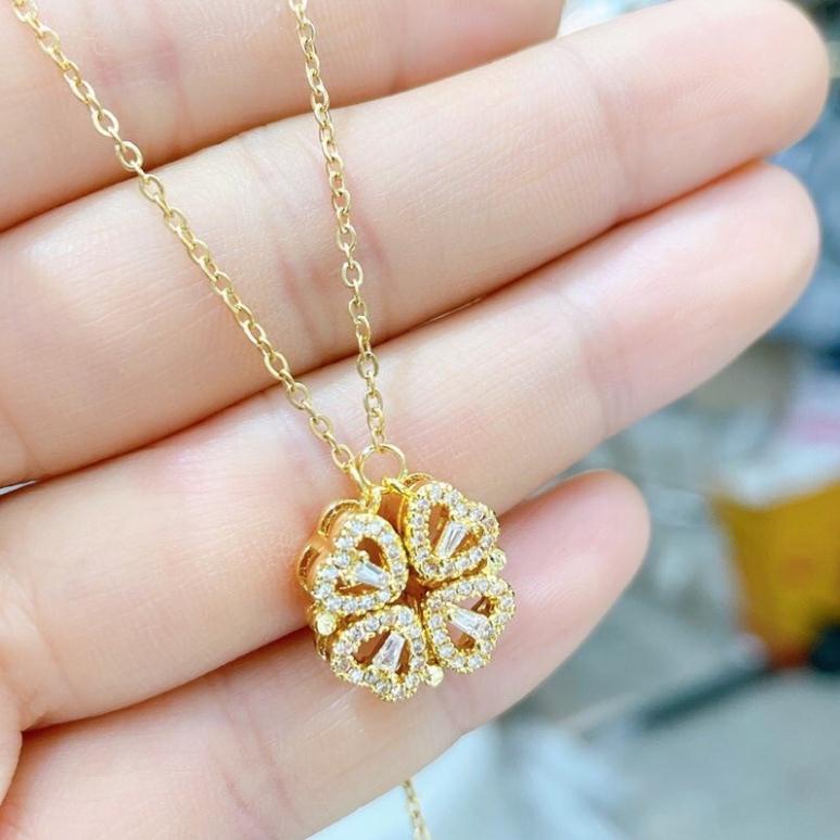Dây chuyên cỏ 4 lá titan.không han dỉ phai màu. vòng cổ 4lá - Phụ kiện trang sức Hari korea accessories