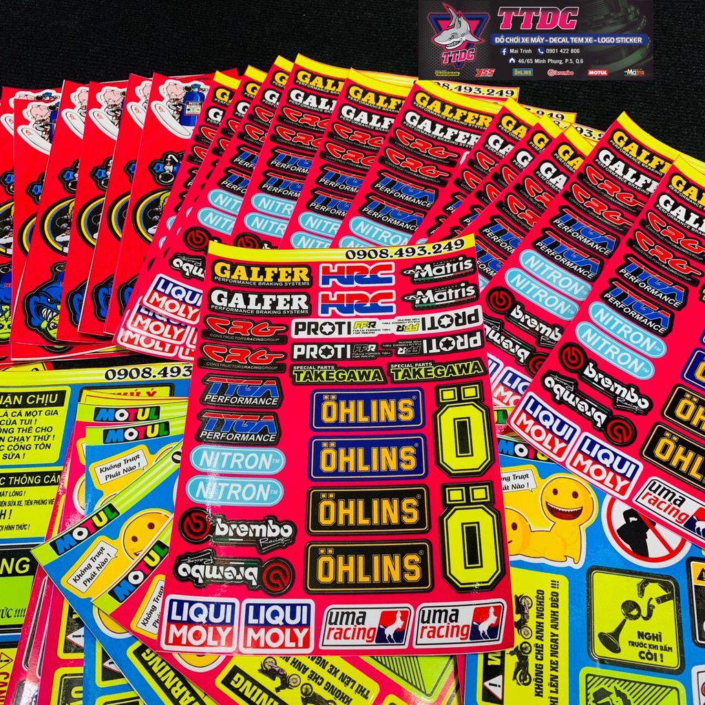 Bộ Tem Decal Racing cảnh báo cực đẹp