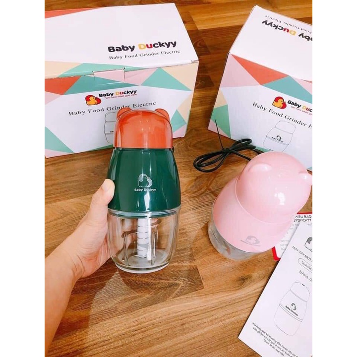 Máy xay thịt mini, máy xay ăn dặm Hattiecs 6 lưỡi 300ml