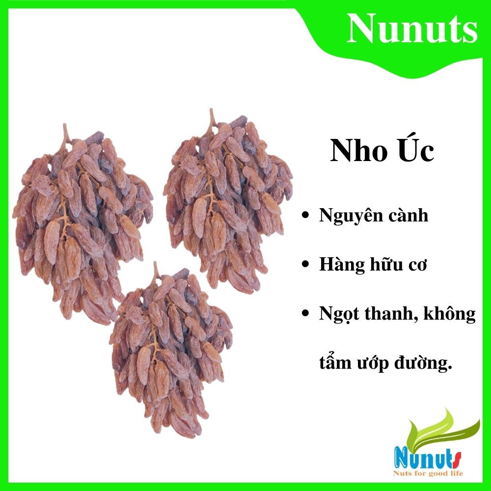 Nho khô nguyên cành Úc, nho khô hữu cơ ngọt tự nhiên, không tẩm ướp đường.