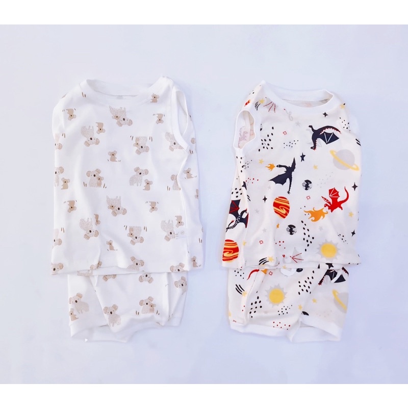 Bộ cotton thun sát nách bé trai cao cấp xuất Hàn HM001B