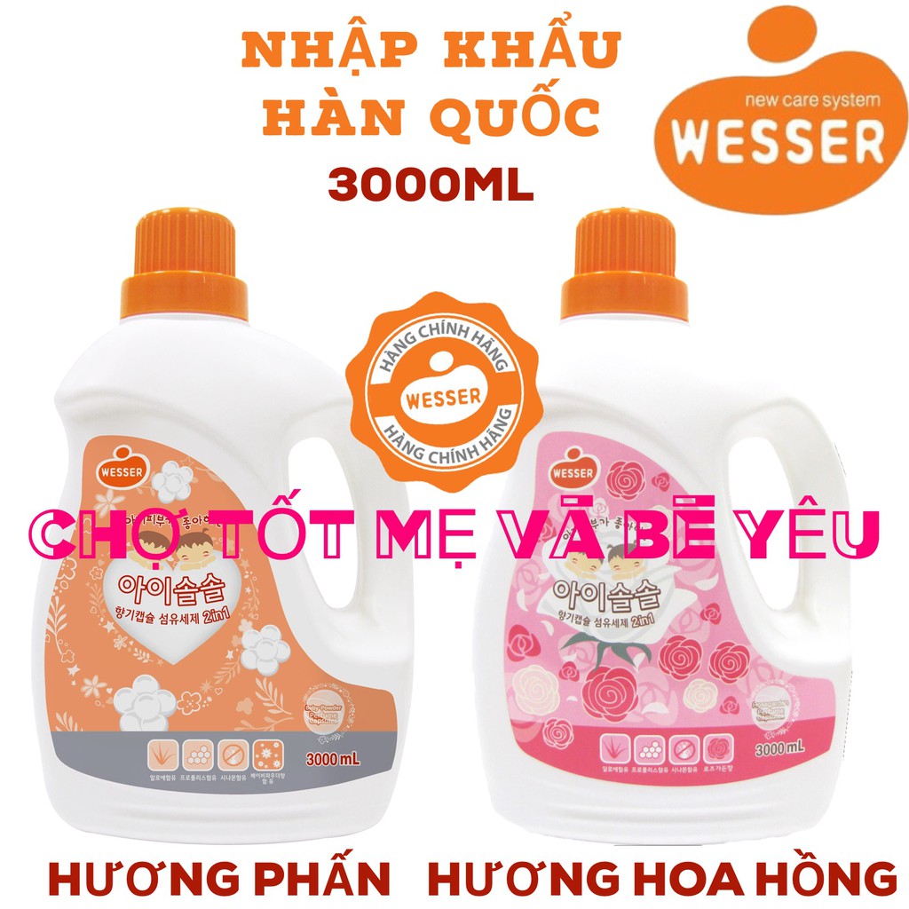 NƯỚC GIẶT XẢ WESSER 3000ML NHẬP KHẨU HÀN QUỐC