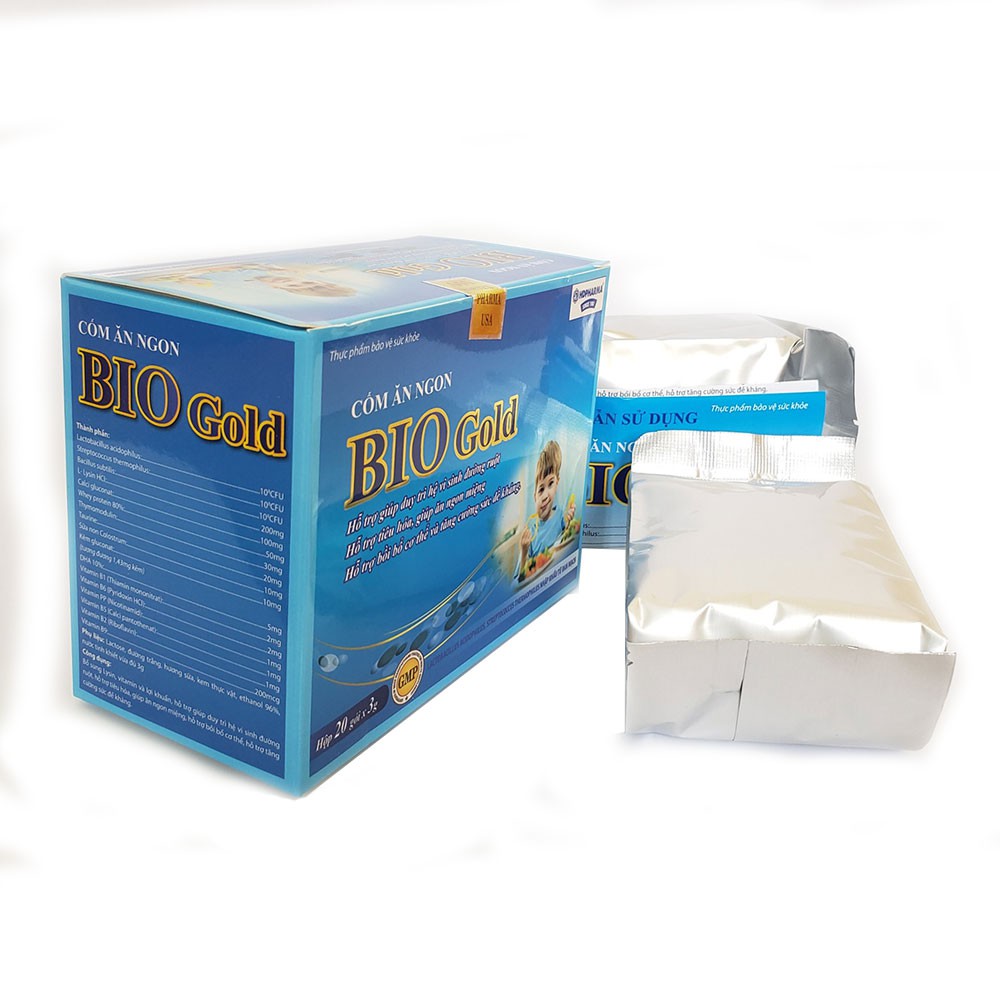 Cốm ăn ngon cho bé Bio Gold giảm tiêu chảy và táo bón bổ sung lợi khuẩn hộp 20 gói