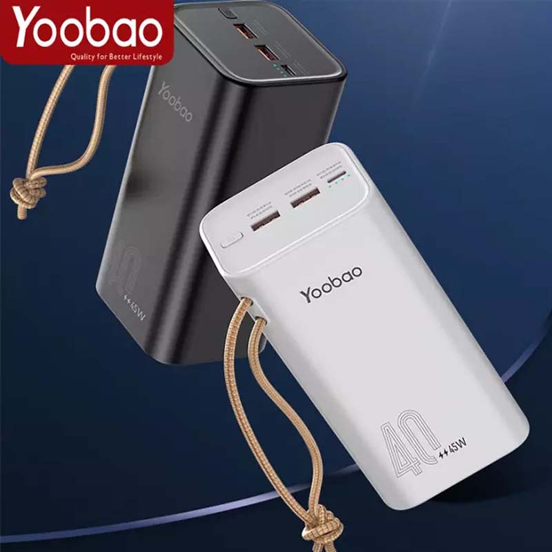 Pin sạc dự phòng Yoobao H40, dung lượng 40000mAh, công suất PD 45W QC 9V 12V 20V sạc nhanh cho điện thoại, laptop