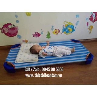 Giường ngủ,lưới mầm non cho bé vải sọc thoáng mát