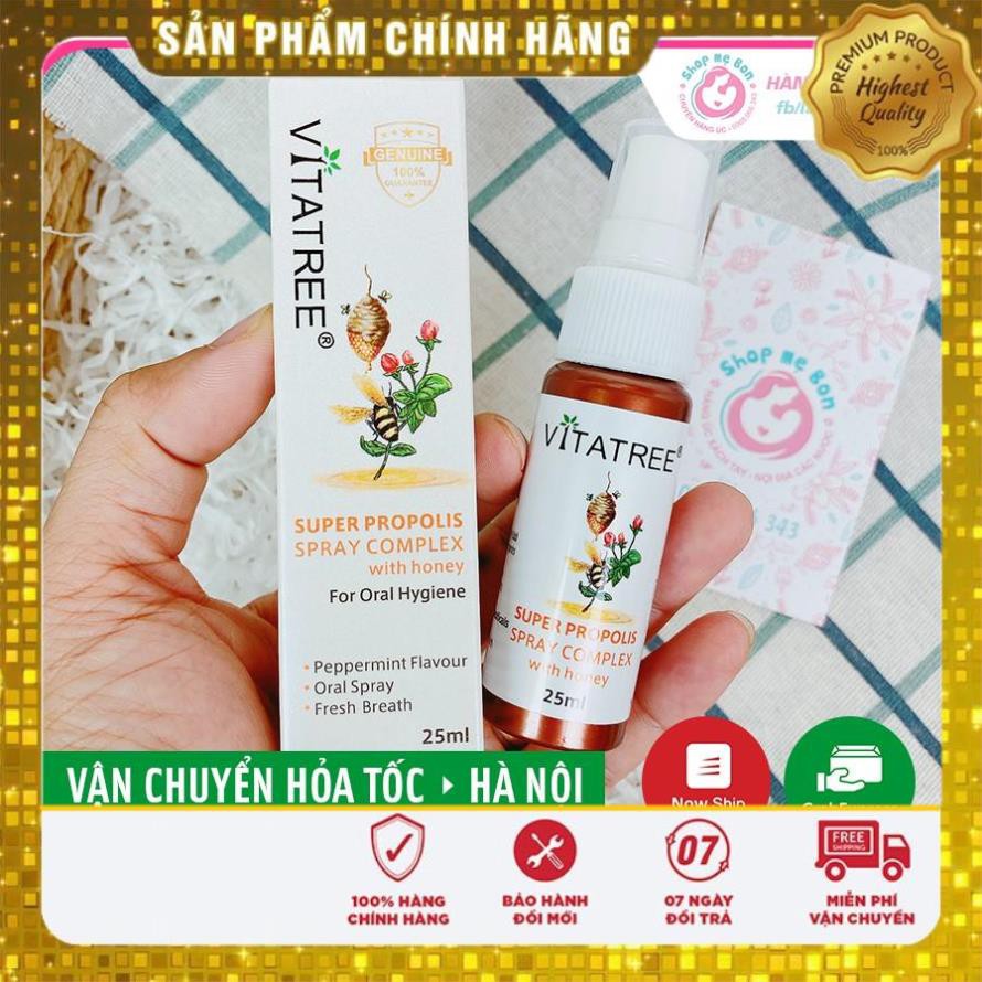 Chai Xịt Keo Ong Giảm Ho Vitatree 25ml - Xuất xứ Úc