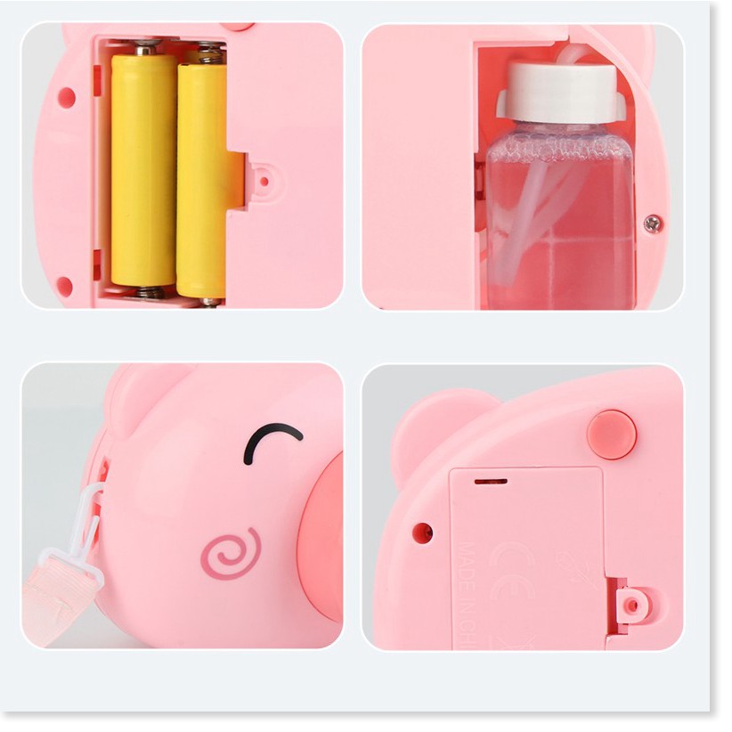 Máy ảnh thổi bong bóng Đồ chơi tự động có nhạc hình chú heo hồng đáng yêu cho bé