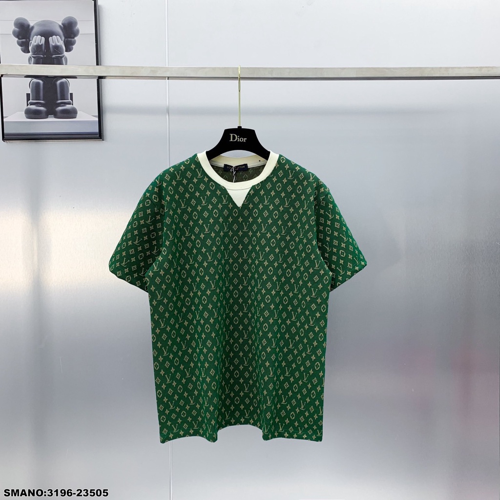 Áo Phông Nam Nữ Lv Phối Họa Tiết Dập Vân Sang Trọng Lịch Sự - Áo Thun Nam Nữ Lv Chất Cotton Thoáng Mát DT STORE MENWEAR