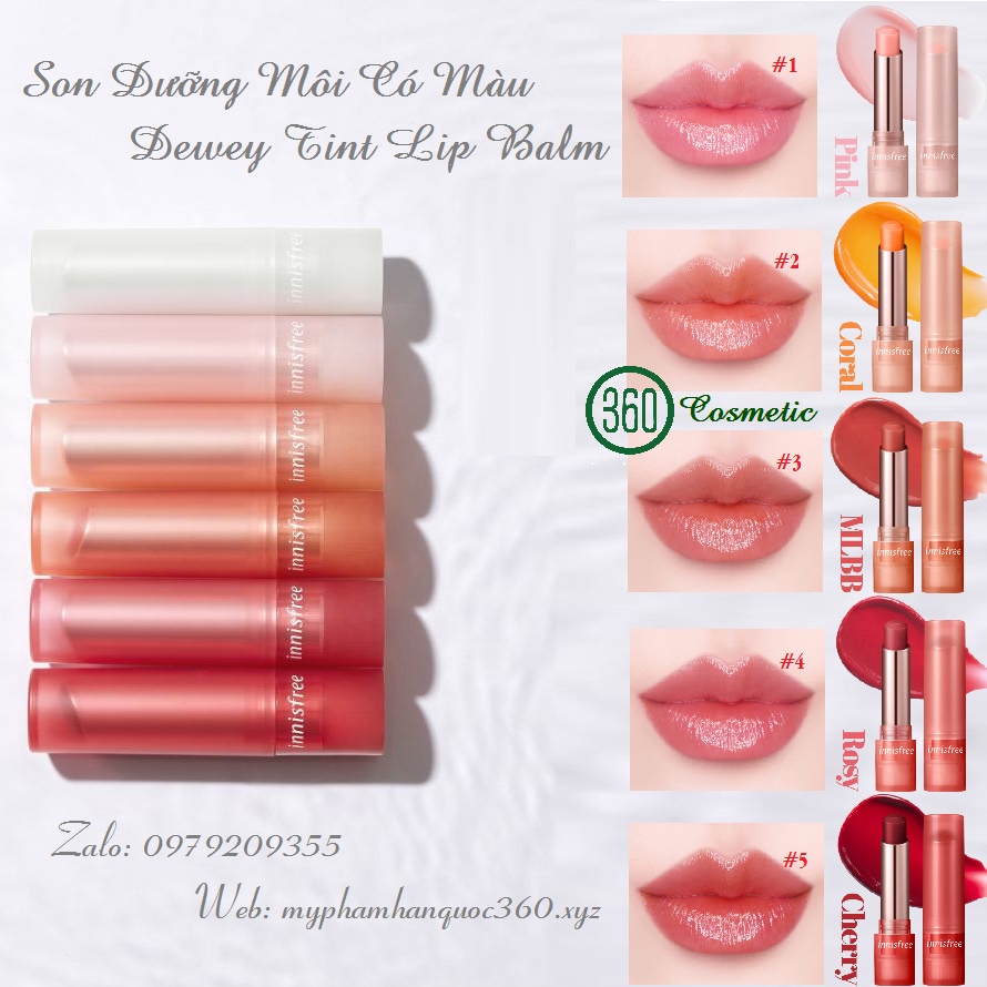 [new hot] Son Dưỡng Môi Có Màu Innisfree Dewey Tint Lip Balm 3.2g