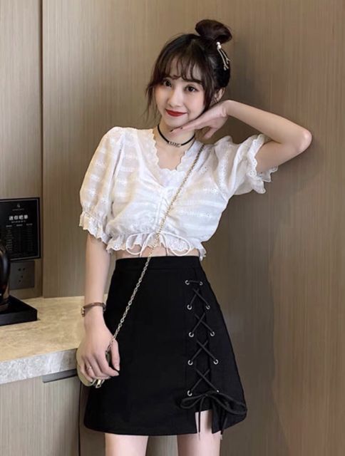 Chân váy xỏ dây kaki cao cấp
