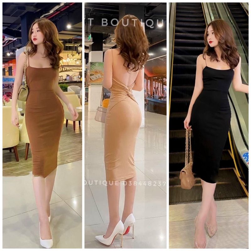 Đầm Thun Borip Ôm Body Hai Dây Hở Lưng Sexy - Dáng Dài | BigBuy360 - bigbuy360.vn
