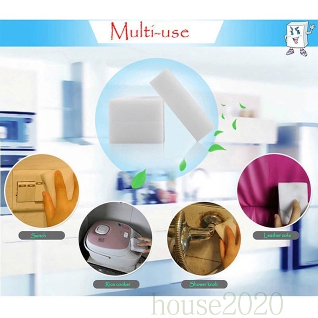 Bộ 50 Miếng Bọt Biển Rửa Chén Màu Trắng Nano Đa Năng Tiện Dụng Cho Nhà Bếp/Phòng Tắm
