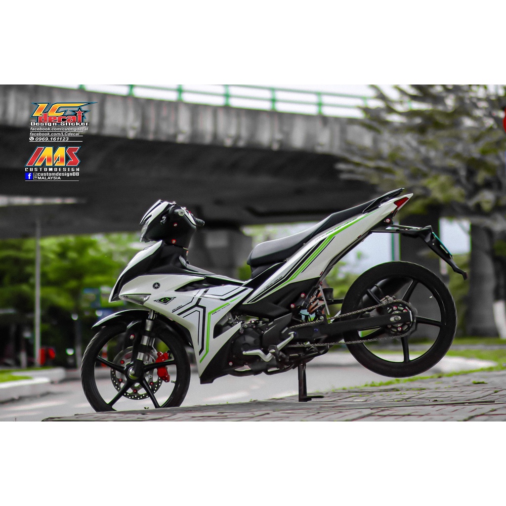 Tem Rời Dán Xe Exciter 150 Mẫu Chỉ Trắng Xanh Lá Đen Chữ MX King Cực Đẹp, Hàng 3 Lớp Chất Lượng Cao