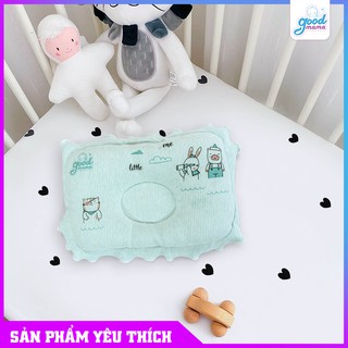 Gối Lõm Sơ Sinh Goodmama | Gối Cho Bé 100% Cotton Không Dùng Hóa Chất | Gối Chống Bẹp Đầu In Hình Mèo Thỏ Lợn