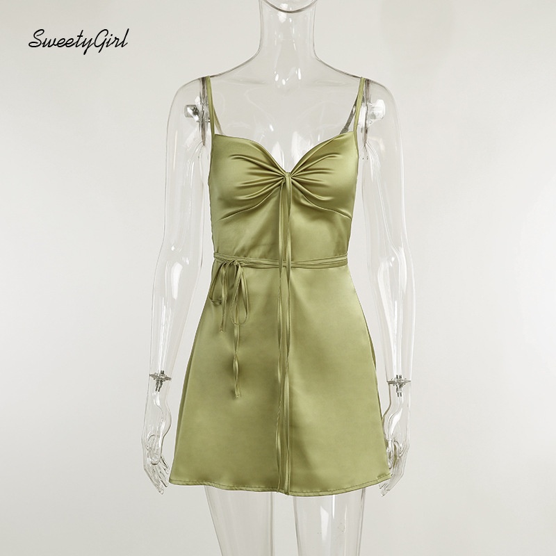 Đầm Mini Không Tay Cổ Chữ V Khoét Sâu Màu Sắc Trơn Quyến Rũ Cho Nữ 2022