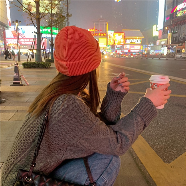 Mũ Len Dày Dặn Giữ Ấm Mùa Đông Phong Cách Hàn Quốc Cho Nữ