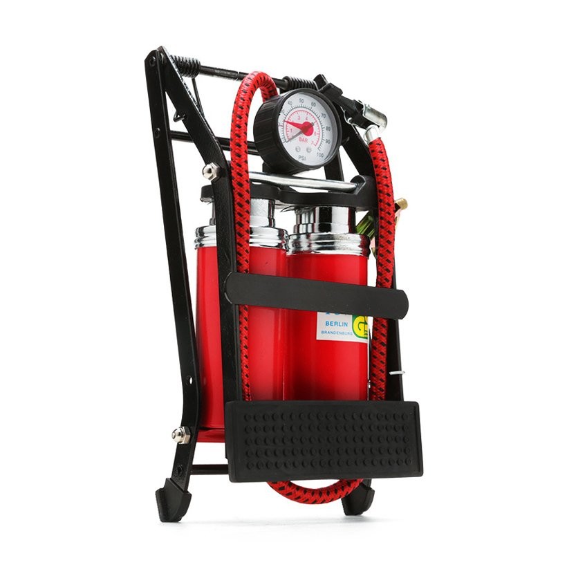 Bơm đạp chân đôi 2 bitton cao cấp Tienich168 TI28 (Đỏ)