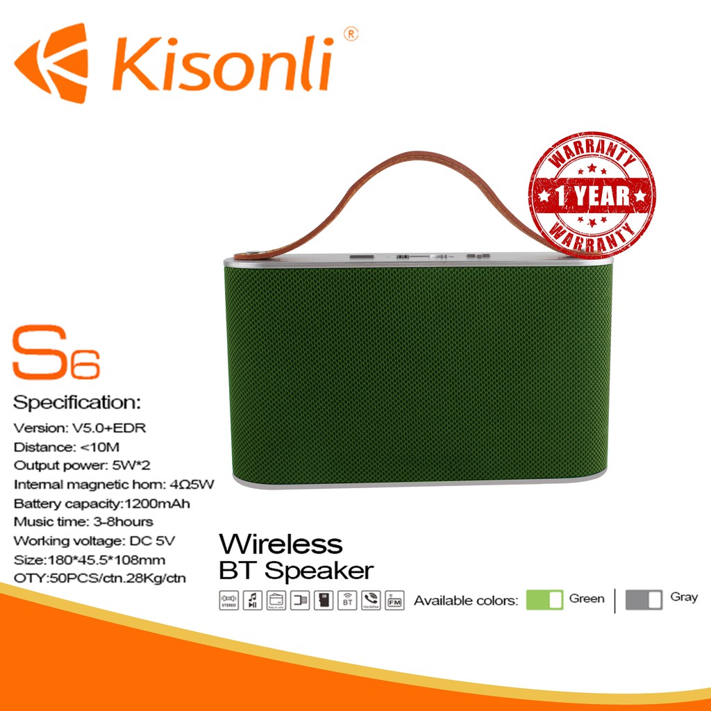 [BẢO HÀNH 12 THÁNG] Loa Kisonli Bluetooth S6_ Gọn, nhẹ, thời trang