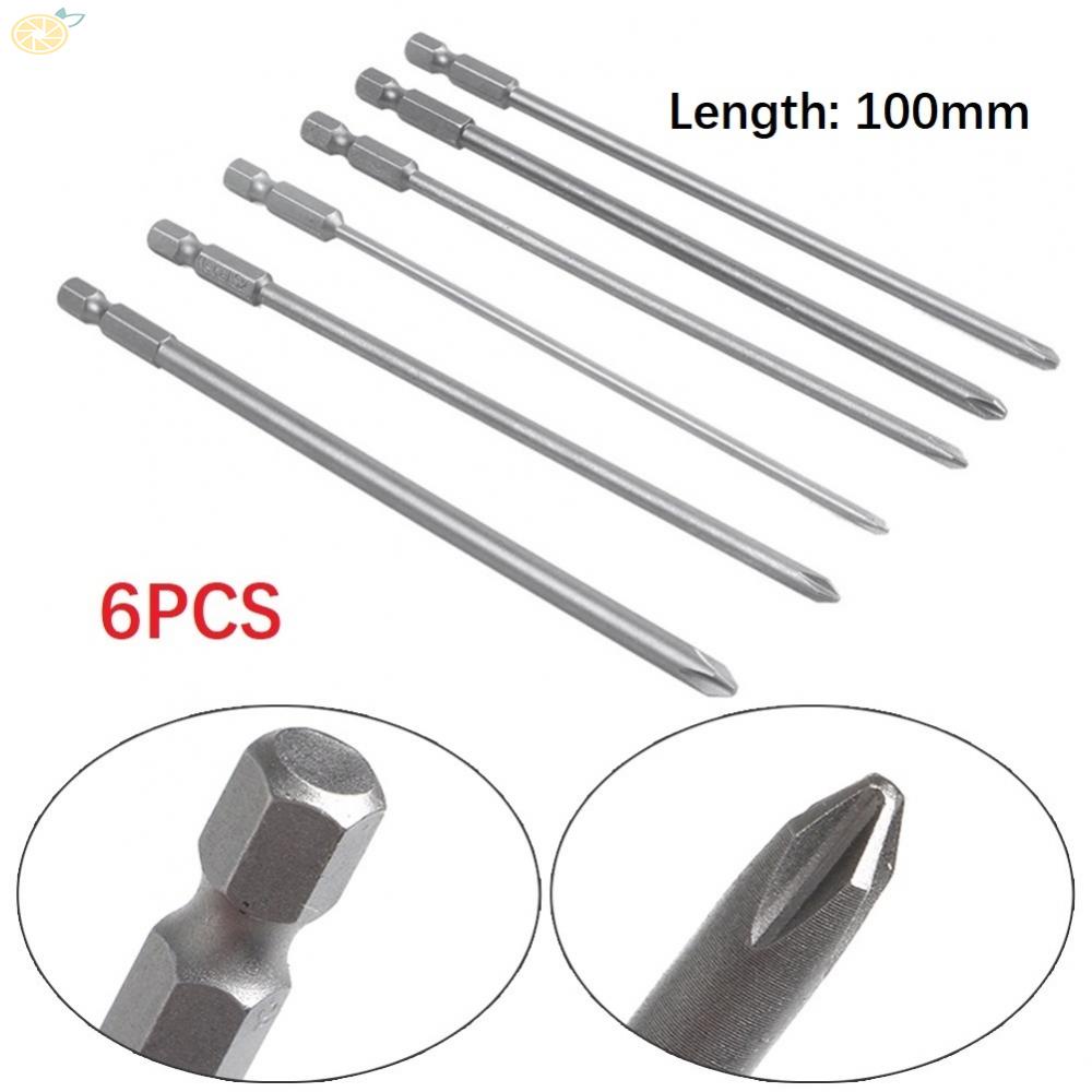 Bộ 6 Đầu Tua Vít Từ Tính Dài 100mm Bằng Thép 1/4 Inch Mới