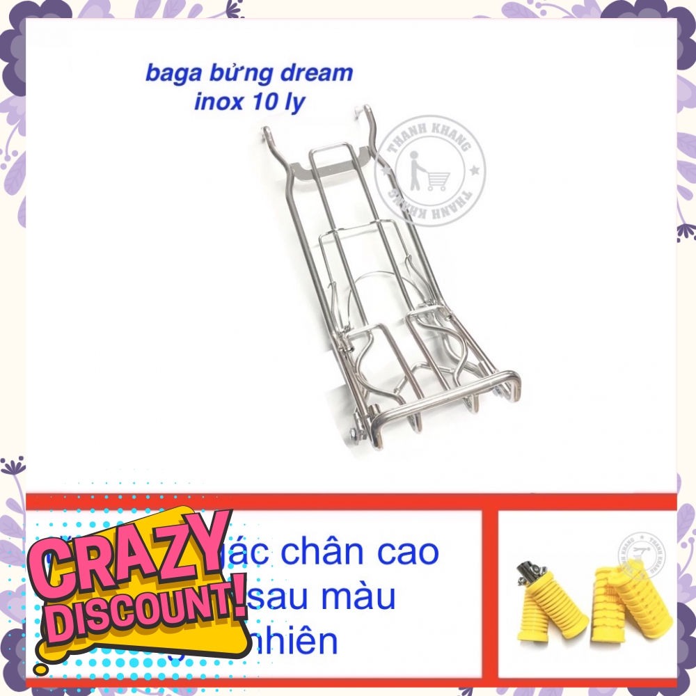 Baga inox giữa DREAM 10 ly thanh khang tặng bộ cao su gác chân trước sau màu ngẫu nhiên 006000633  006000574  006000579