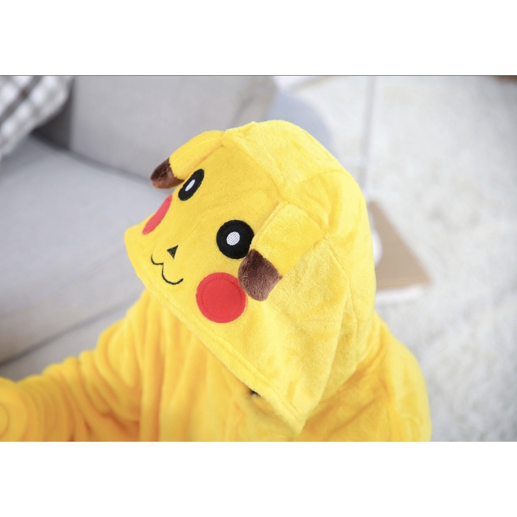 (Hàng Sẵn, Loại Đẹp) Bộ Đồ Thú Pikachu Cho Bé, Bộ Đồ Liền Thân Pikachu Trẻ Em