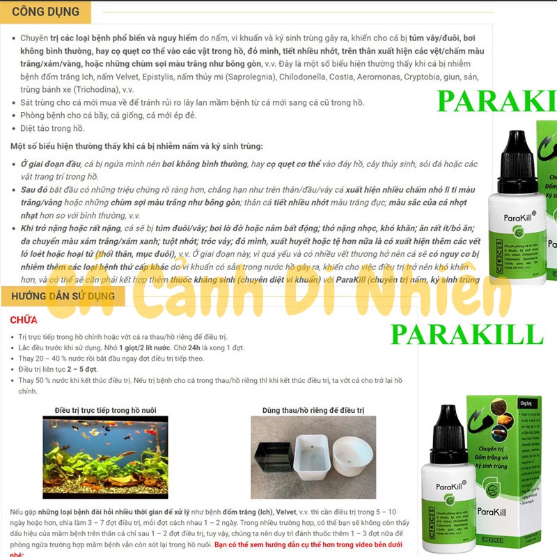 ParaKill & Anti Stress Dưỡng cá và phòng các loại nấm cho cá cảnh lọ 20 ML