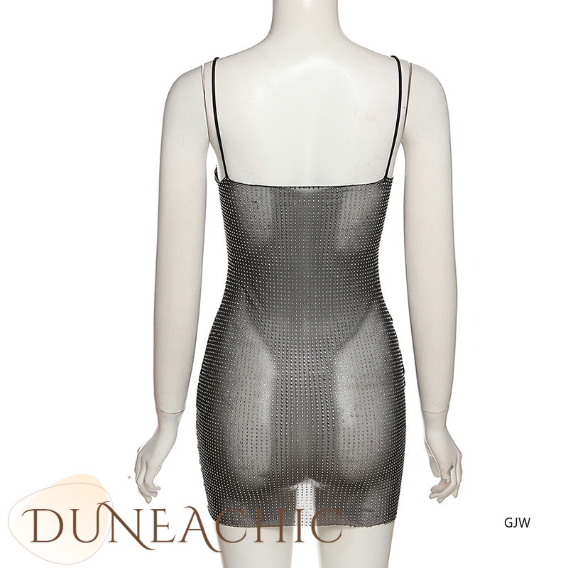 DUNEA Đầm nữ hai dây cổ chữ V khoét sâu quyến rũ