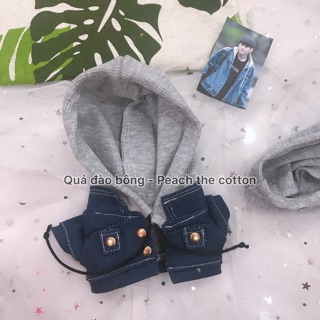| outfit doll | áo khoác jean phối nón xám