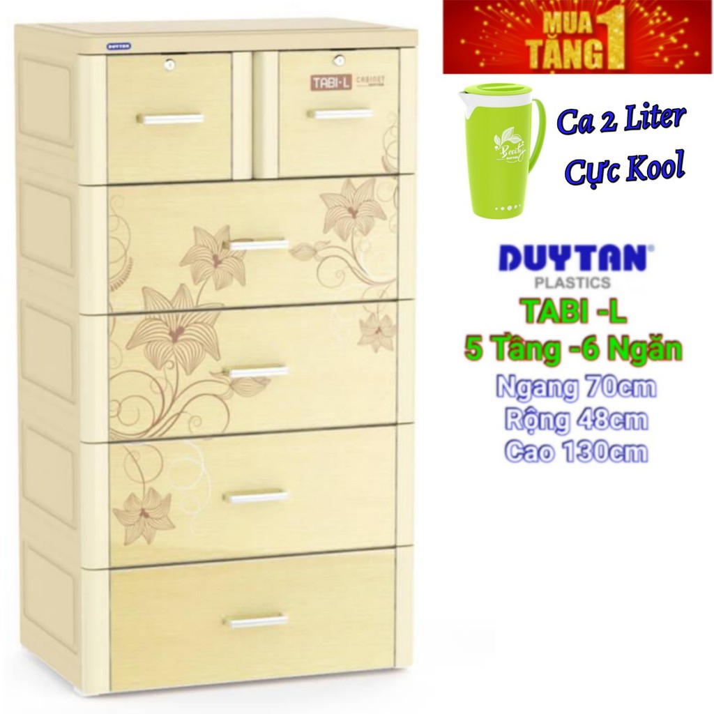 Tủ Nhựa 5 Tầng 6 Ngăn TABI-L NÂU GỖ Duy Tân Chính Hãng