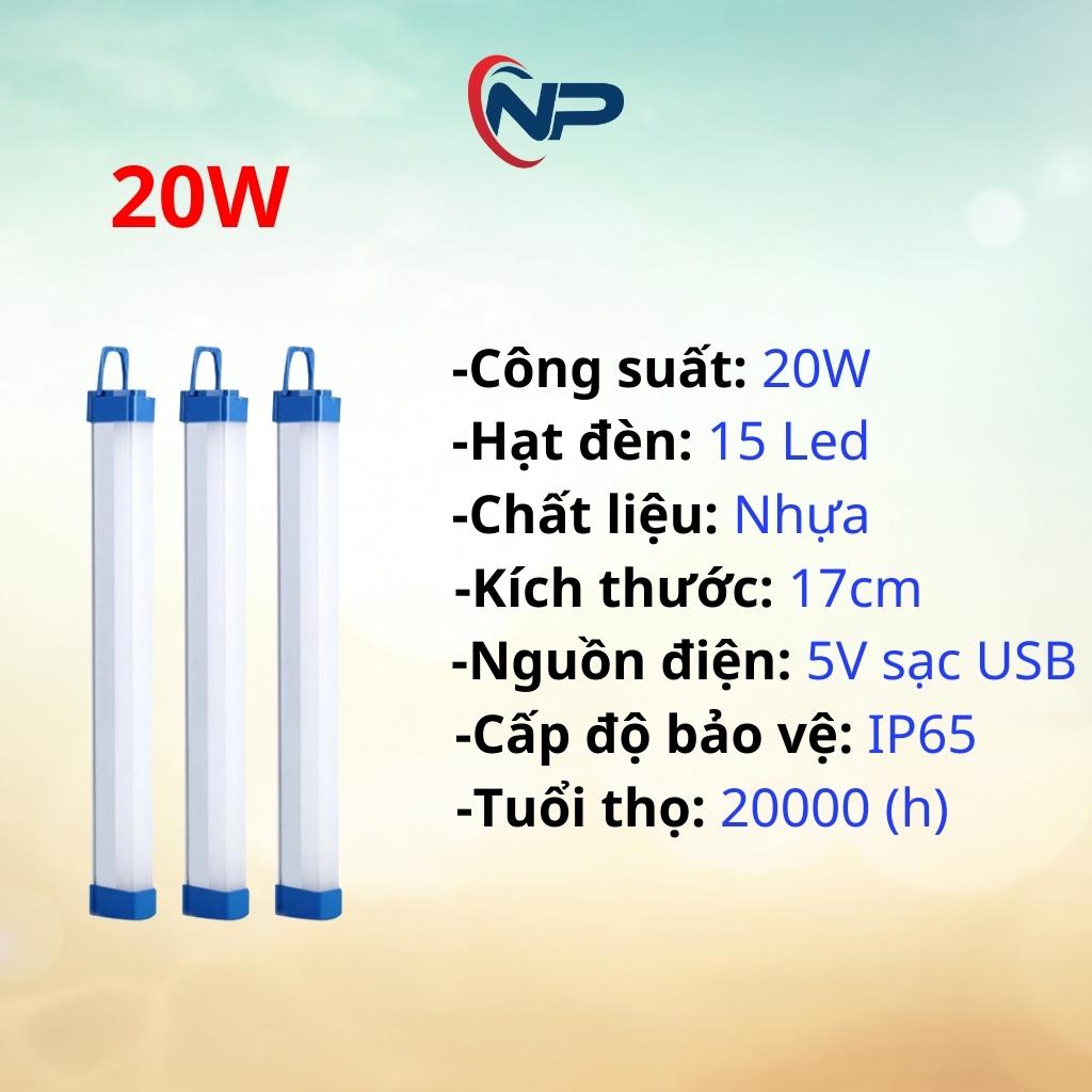 Đèn led  tích điện cao cấp NHẬT PHONG , công suất 20W,40W,60W,3 chế độ sáng,kèm dây sạc usb,2 đầu có nam châm