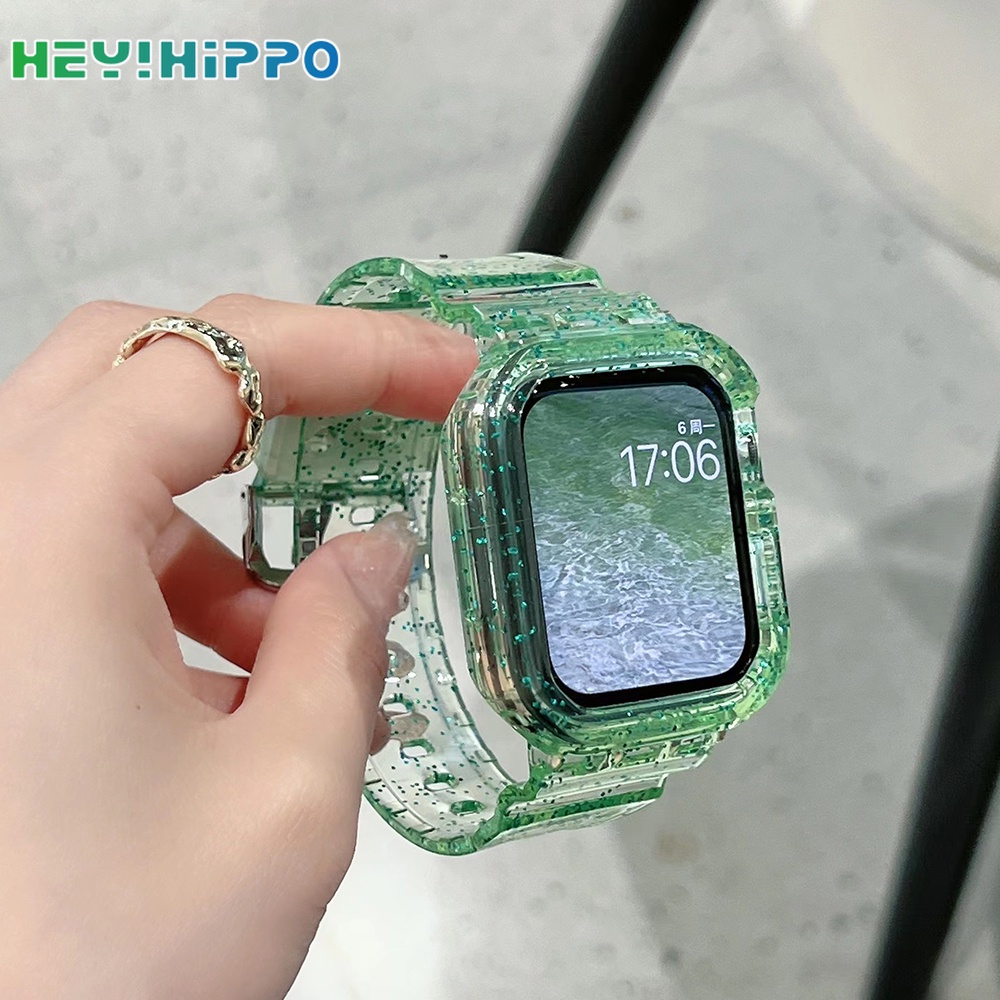 Dây Đeo Trong Suốt Lấp Lánh Cho Đồng Hồ Thông Minh iwatch 45 / 44 / 42 / 41 / 40 / 38mm Series 7 / 6 / SE / 5 / 4