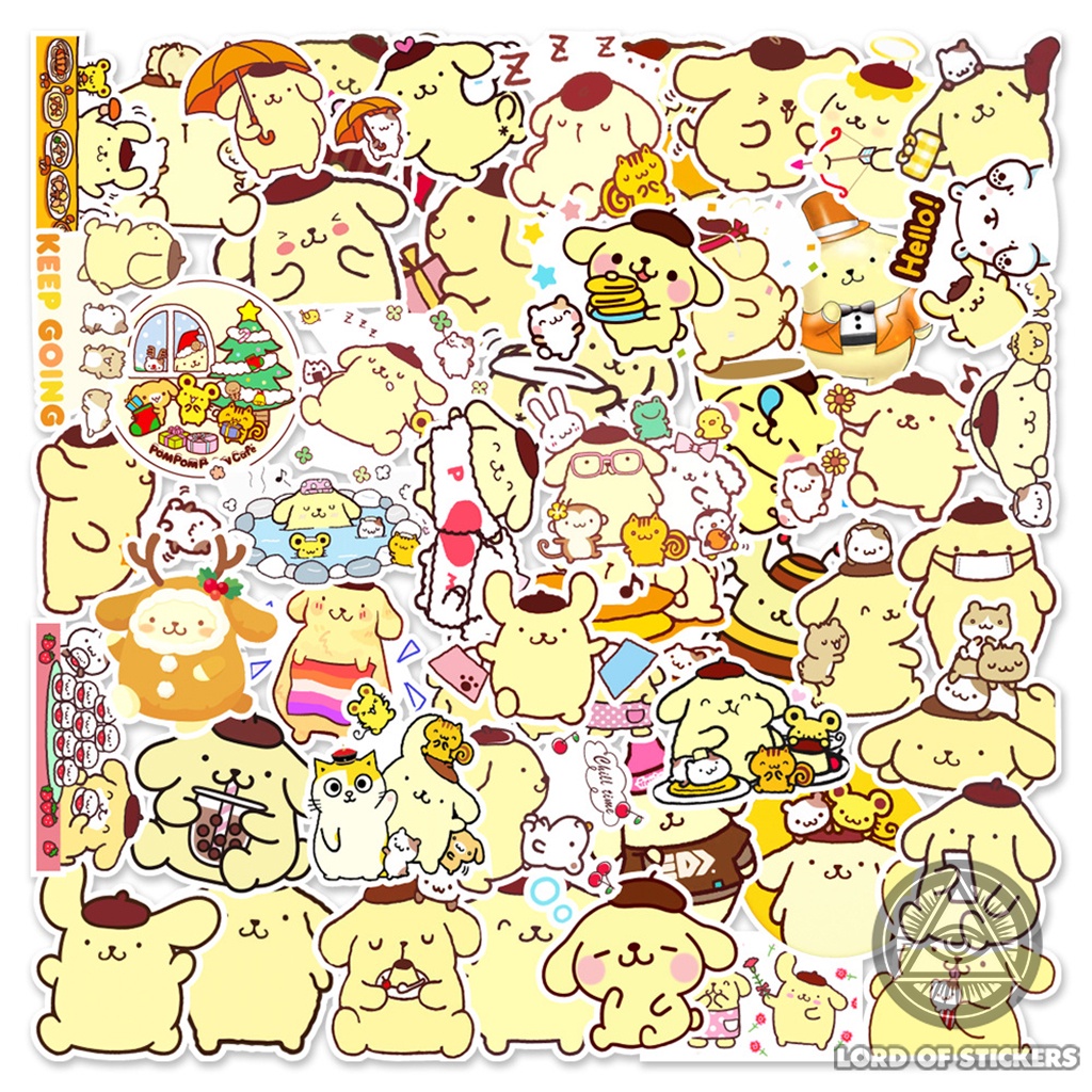 Set 50 Nhãn Dán Pom Pom Purin Sticker Nhân Vật Hoạt Hình Cute Chống Thấm Nước Trang Trí Mũ Bảo Hiểm, Laptop, Guitar, Sổ