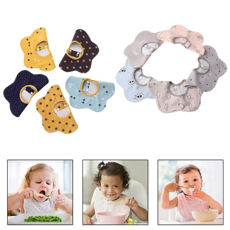 Set 5 Yếm Cotton Xoay 360 Độ Xinh Xắn Cho Bé