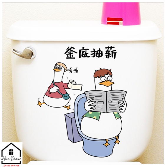 Trang trí toilet bồn cầu dân chơi Vịt hài hước sẵn keo , siêu bền