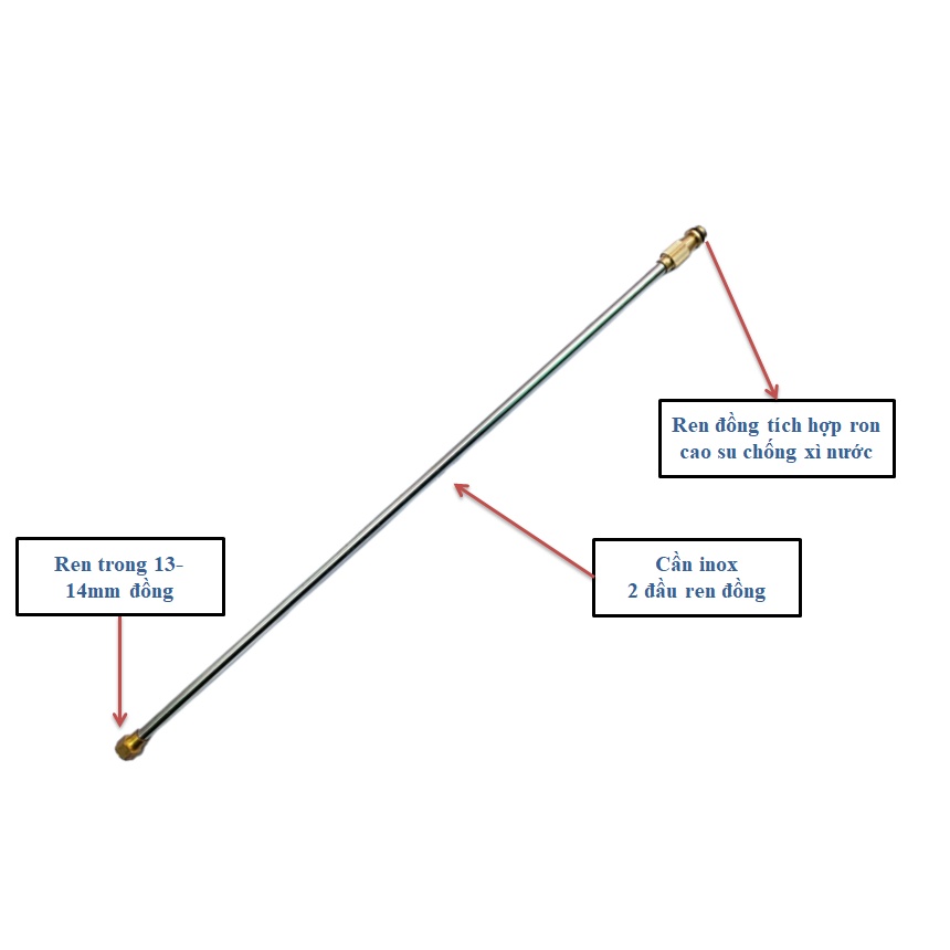 Cần tưới cây, phun phân bón inox dài 60cm - Kéo dài ra 105cm dùng cho bình phun thuốc tự động