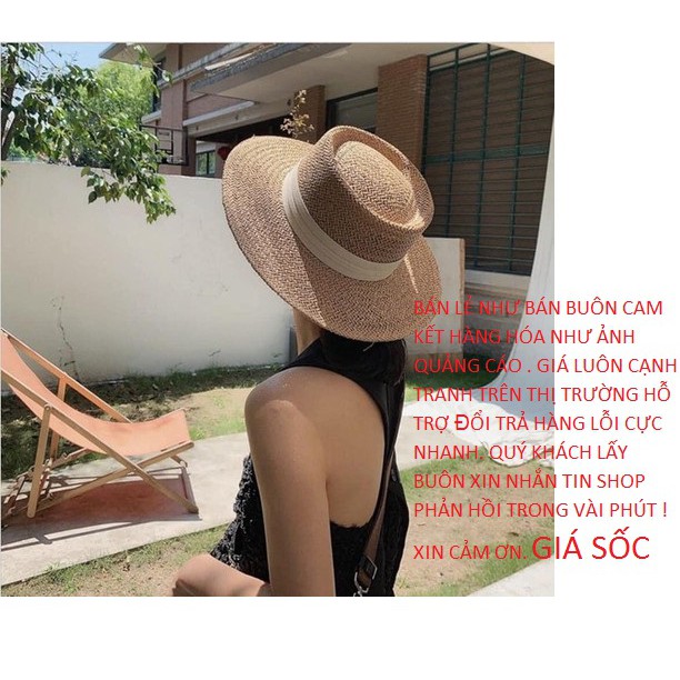 Mũ cói loại cao cấp mùa hè đi biển đi du lịch, che nắng đơn giản sang trọng