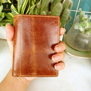 Ví da bò sáp cao cấp vtc15 - da thật 100%