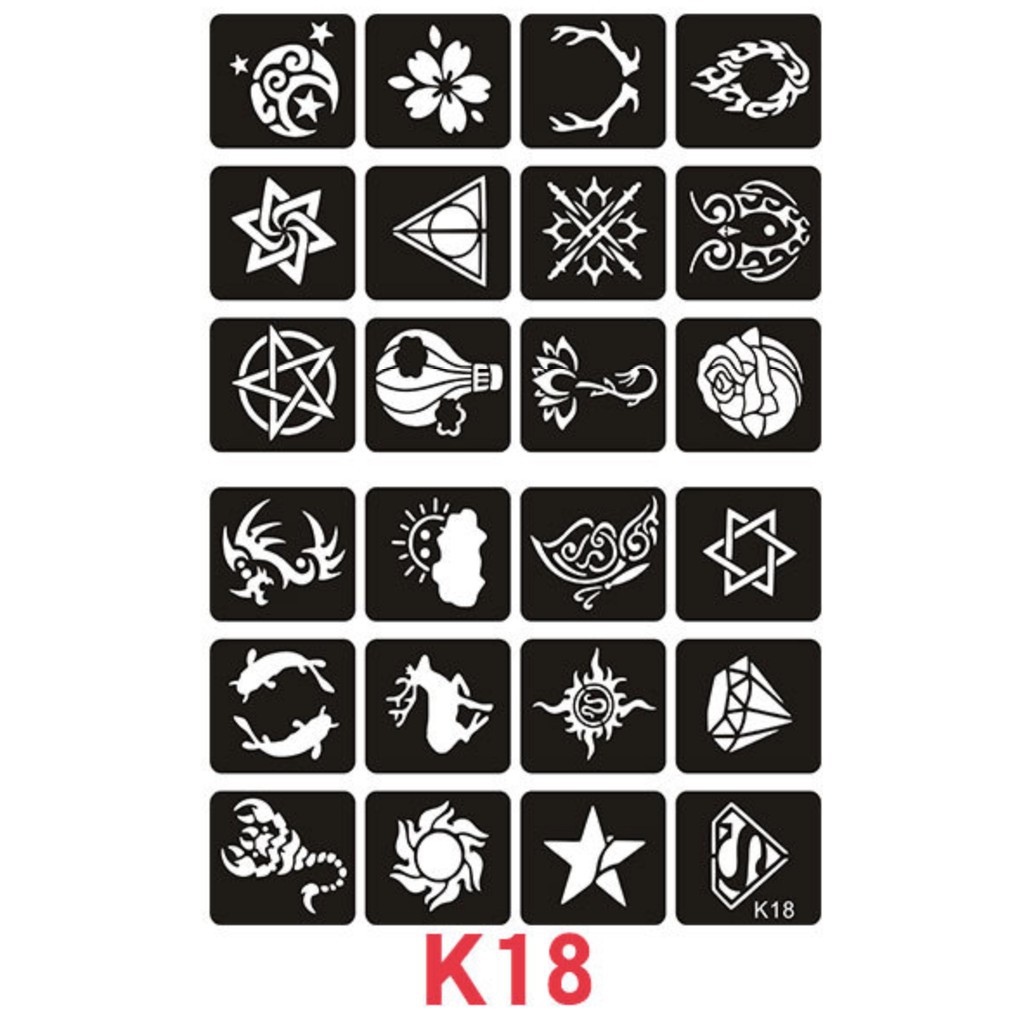 KHUÔN HÌNH XĂM HENNA TATTOO G,K