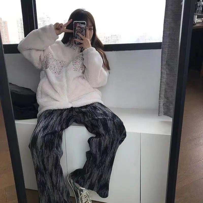 Quần ống rộng Lưng Cao Nhuộm Màu Độc Đáo Thời Trang Cho Nữ