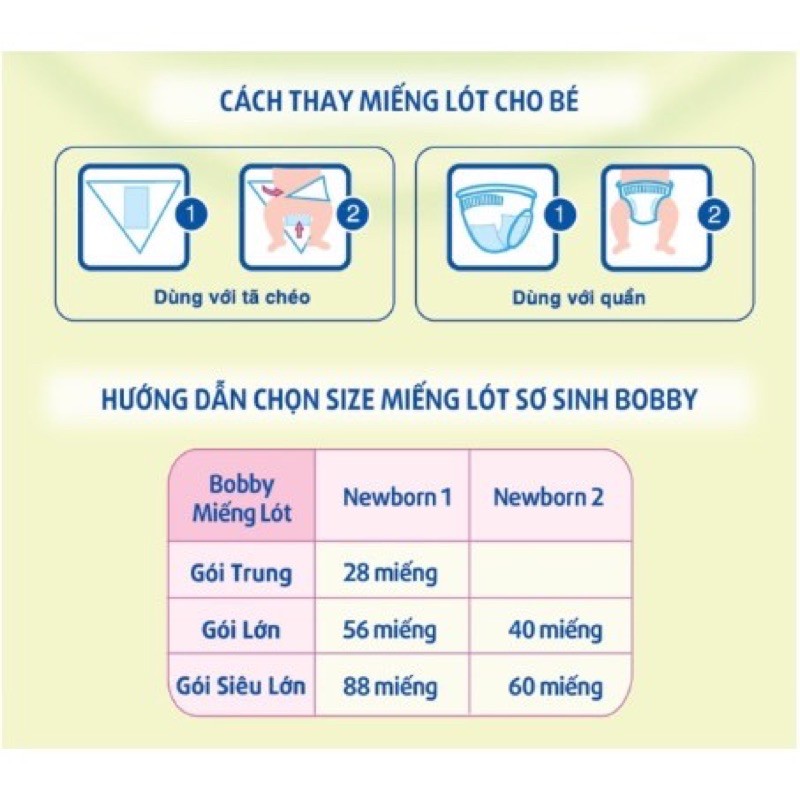 [Tặng Thêm 9 Miếng] Tả Bobby Miếng Lót Sơ Sinh Newborn 1- 108 + Hàng Chính Hãng + Mevabeheocon123