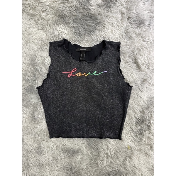 Áo thun nữ from croptop kim tuyến Love vnxkf21